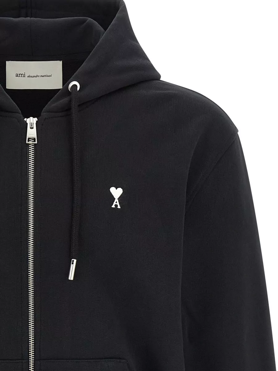 Ami Paris Cotton Zip-Up Hoodie