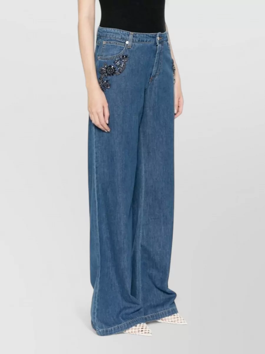 Ermanno Firenze Denim Crystal-Embellished Flared-Leg Jeans