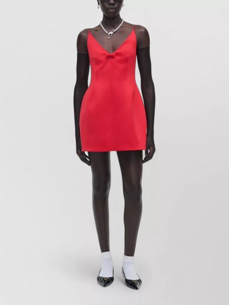 Marc Jacobs Satin V-Neck Spaghetti-Strap Mini Dress