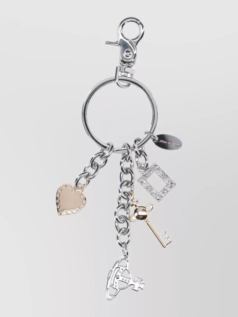 Vivienne Westwood Heart And Key Charms Mixed Metal Keyring