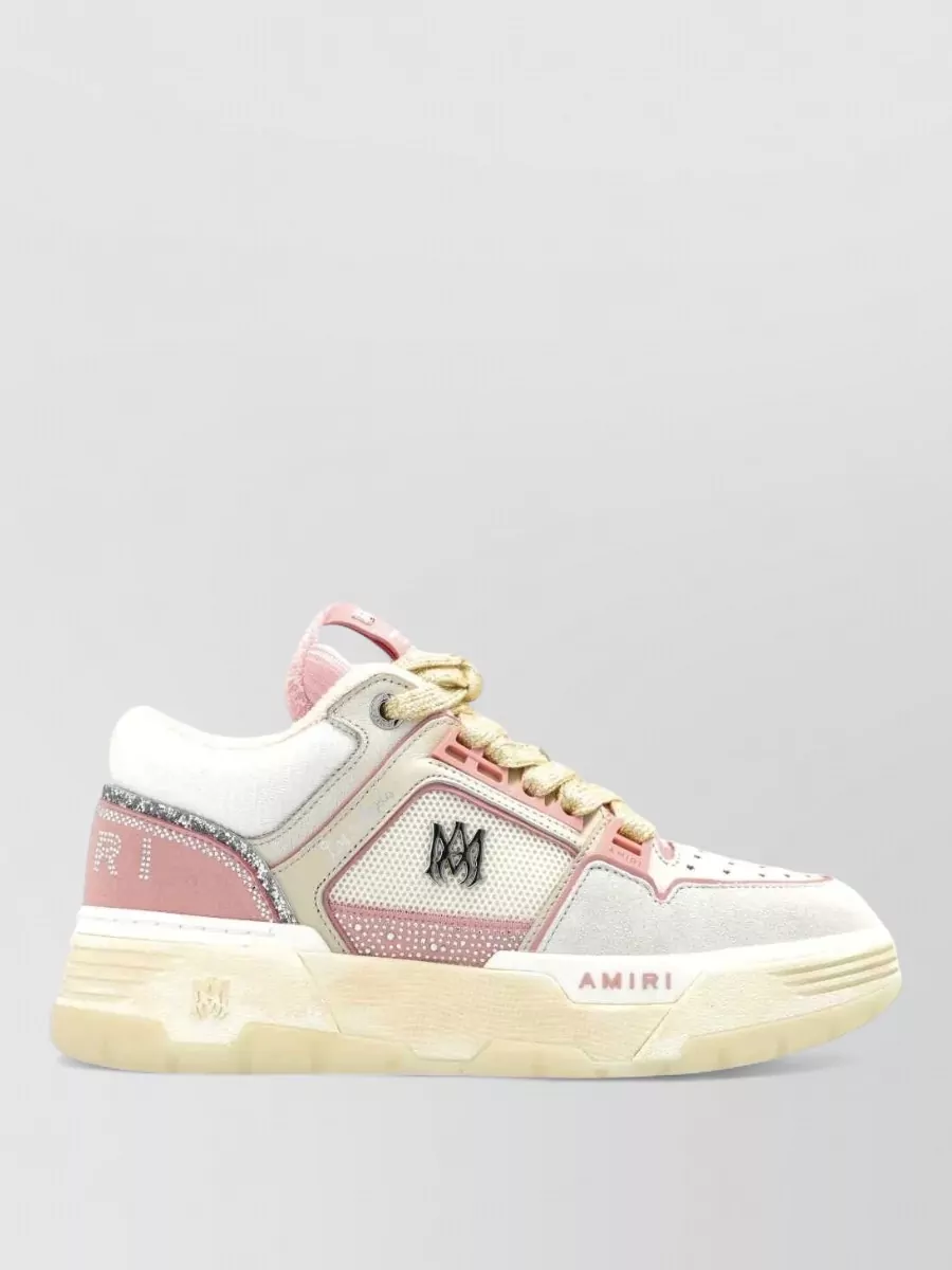 Amiri Crystal-Embellished Leather Low-Top Sneakers