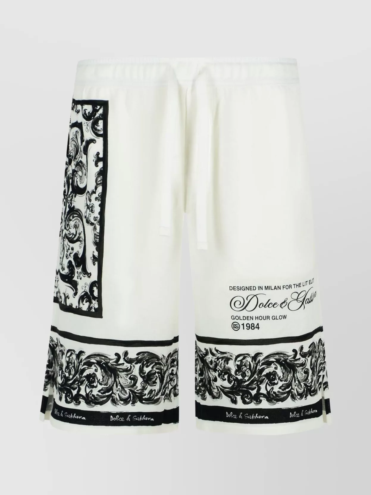 Dolce & Gabbana Majolica-print Knee Length Bermuda Shorts With Side And Back Pockets In White