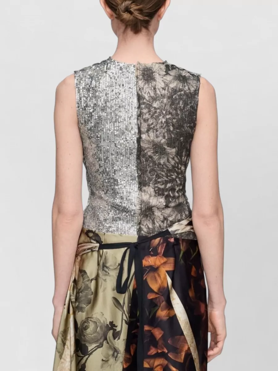 Maison Margiela Floral Sequin Sleeveless Top