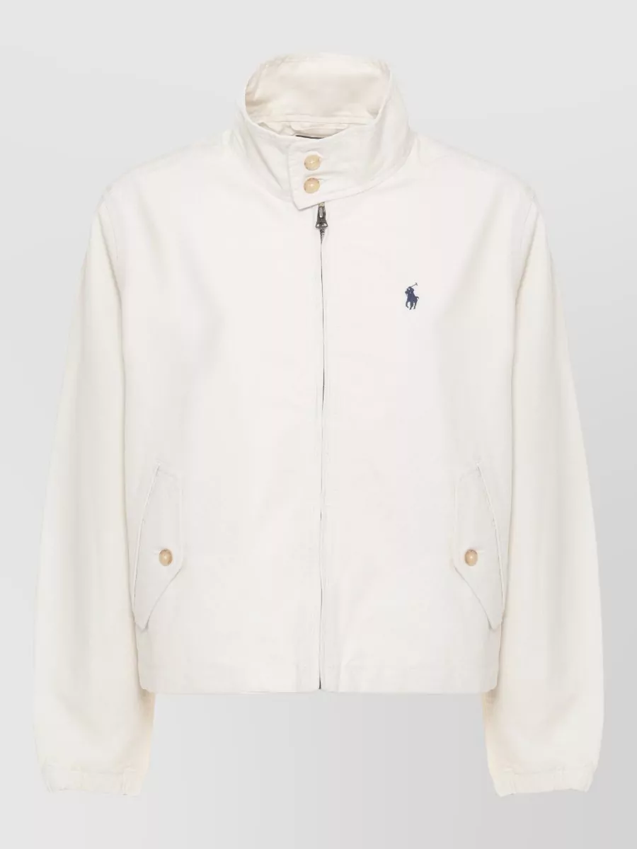 Ralph Lauren Cotton High-Neck Long-Sleeve Fitted Jacket