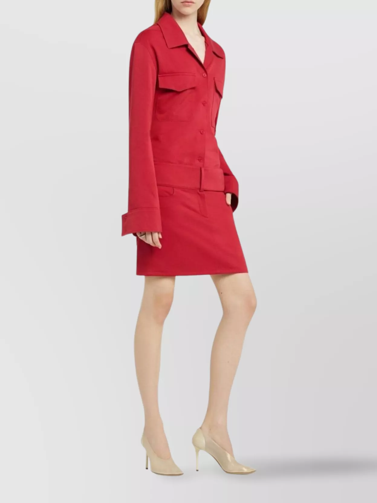 Courrèges Belted Mini Skirt Pockets In Pink