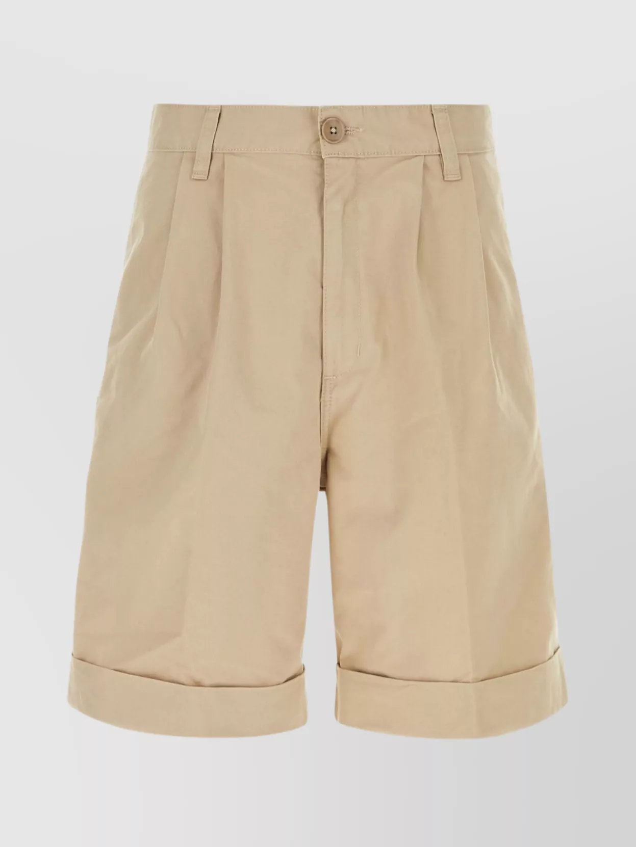 Carhartt Cotton Pleated Shorts Belt Loops In Neutral