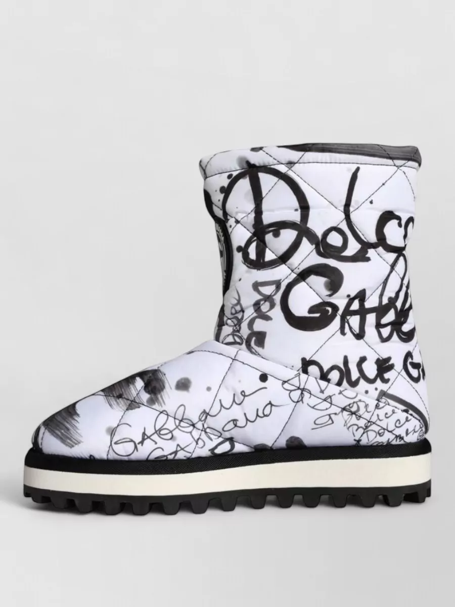 Dolce&Gabbana Quilted Logo-Print Mid-Calf Boots