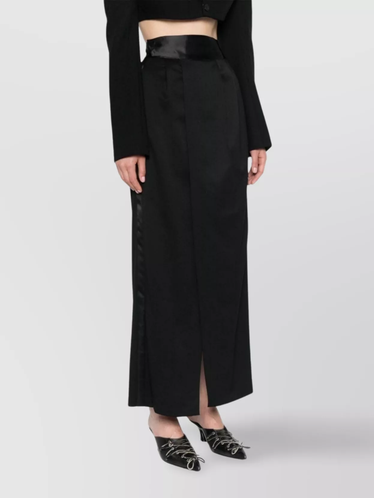Mm6 Maison Margiela Long Skirt With Adjustable Back Strap In Black