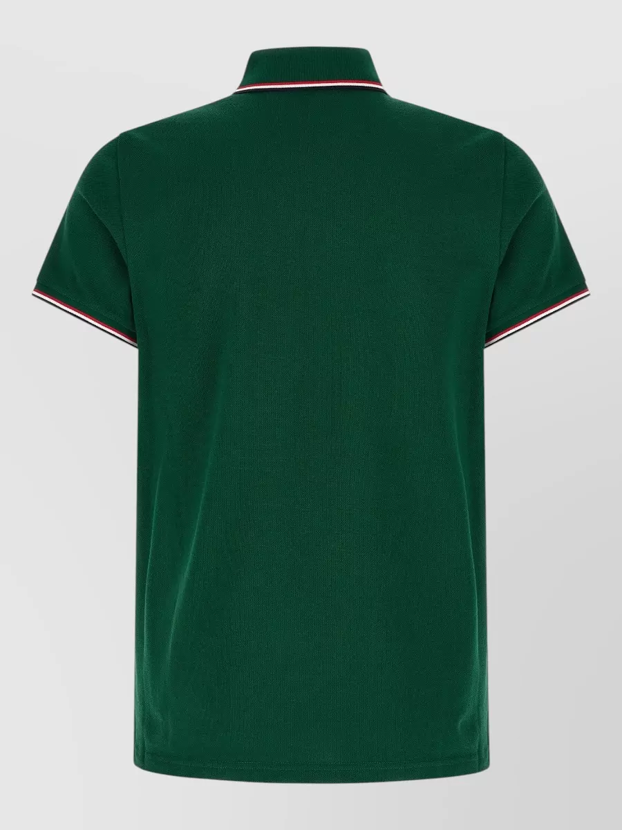 Moncler Polo Shirt Tricolor Collar And Cuffs