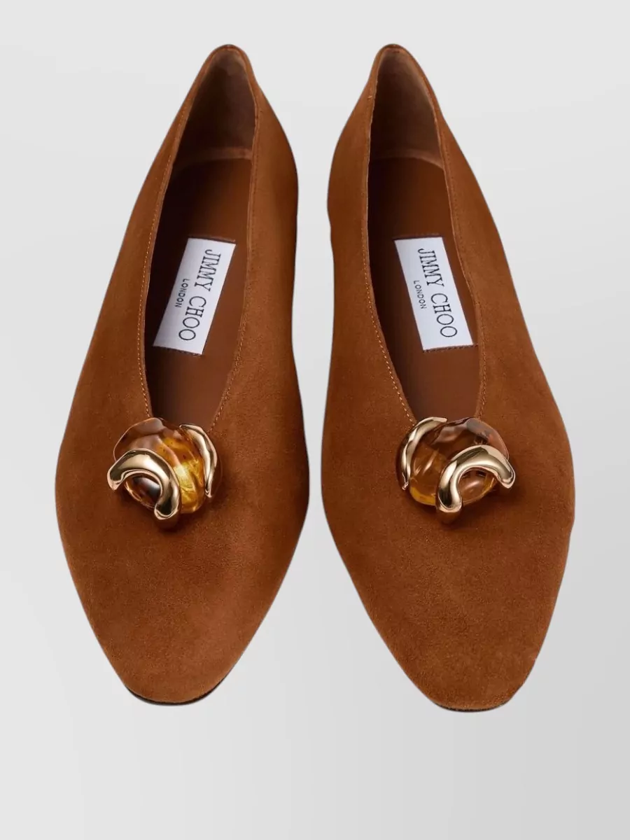 Jimmy Choo Suede Appliqué Ballerina Flats