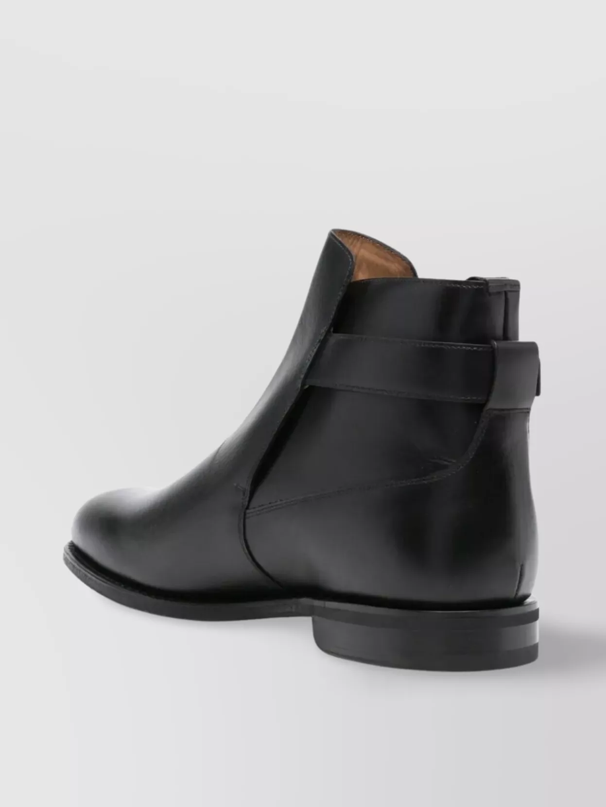 Church's Round Toe Leather Ankle Boots With Buckle Detail