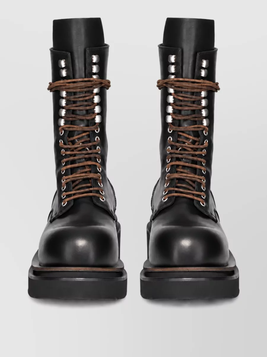 Rick Owens Leather Lace-Up Boots