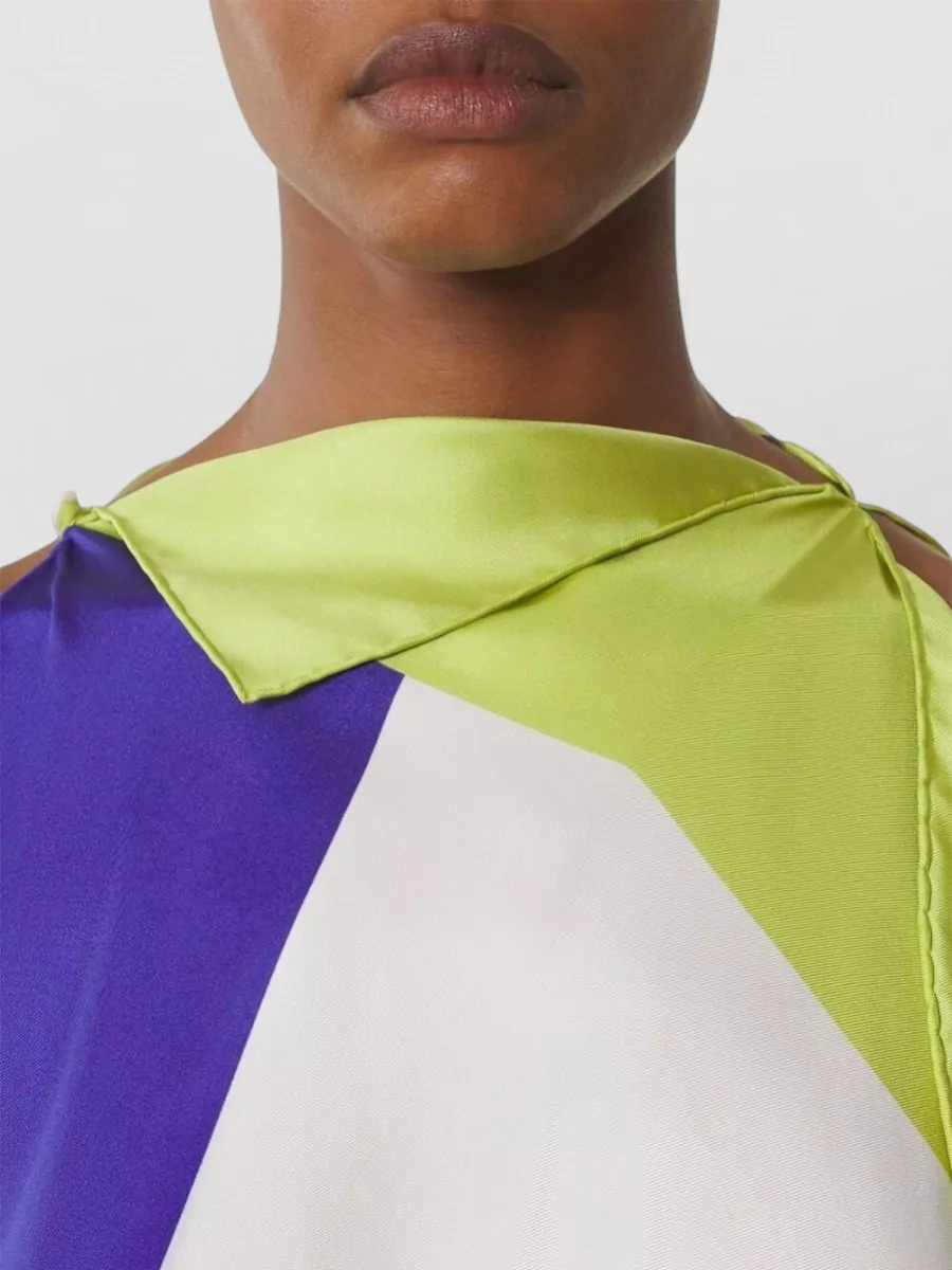 Lanvin Asymmetric Color Block Silk Nylon Top