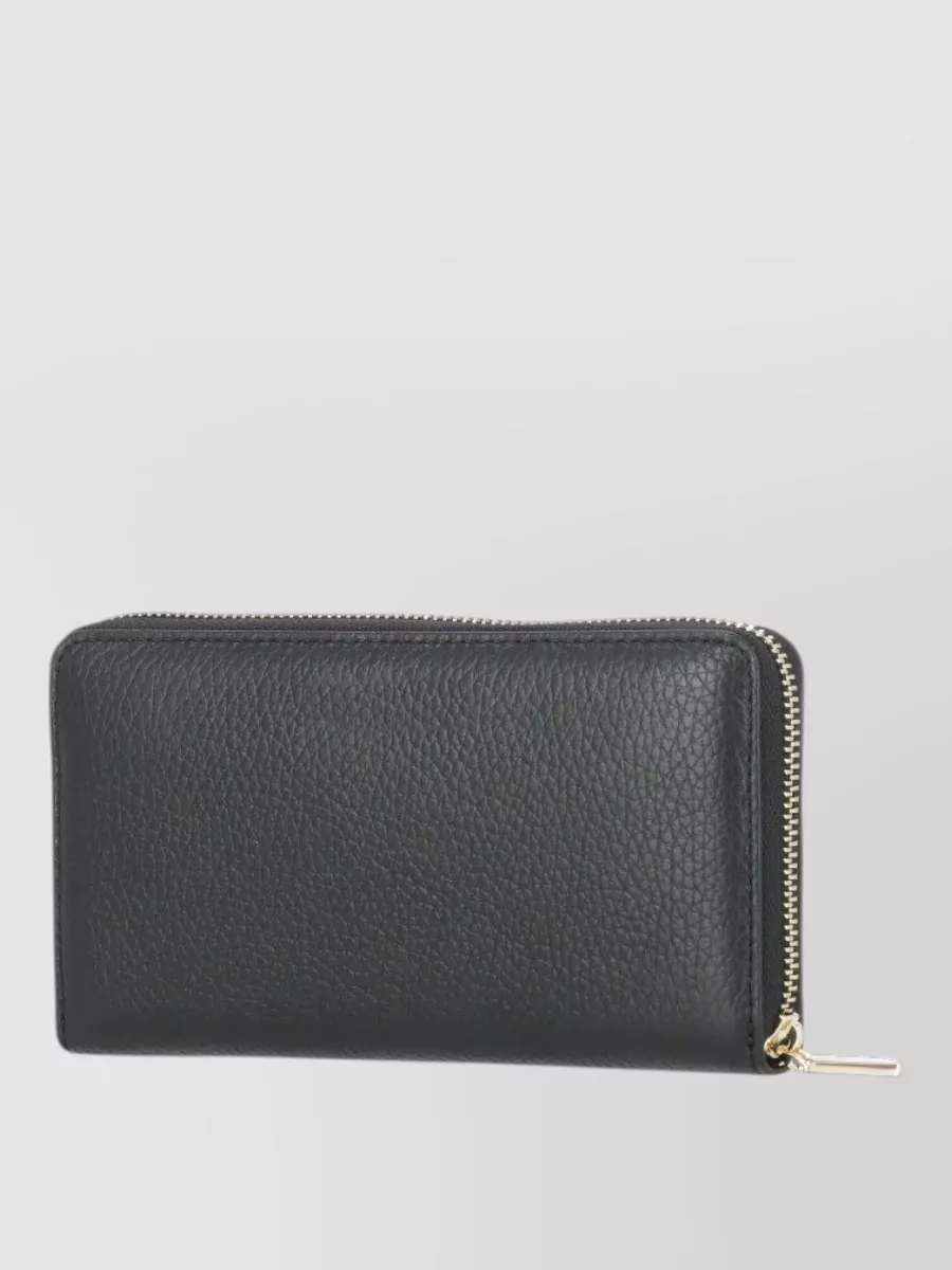 Coccinelle Pebbled Leather Wallet Gold Tone Hardware
