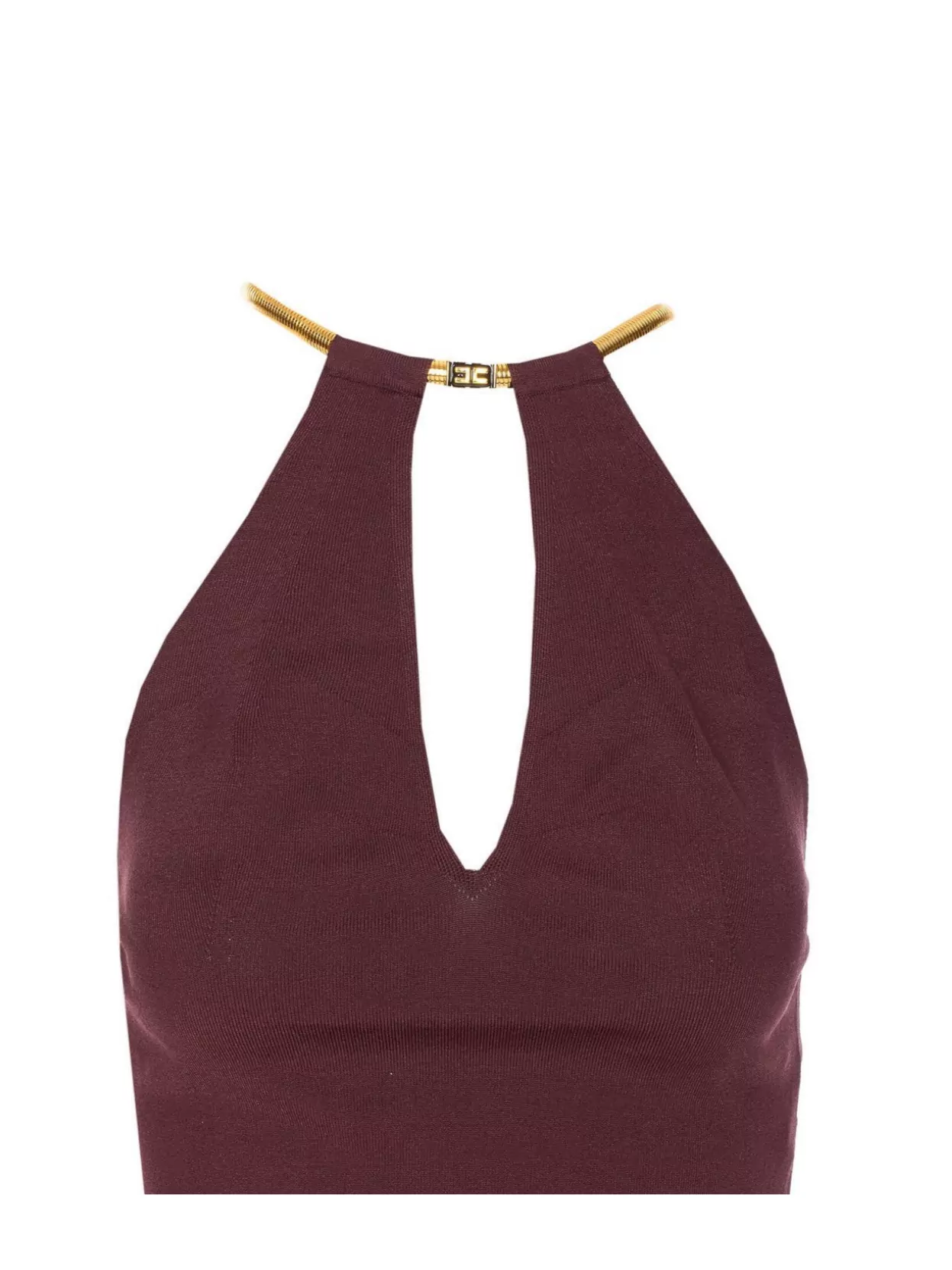 Elisabetta Franchi Sleeveless Halterneck Fitted Top With Cut Out Detail