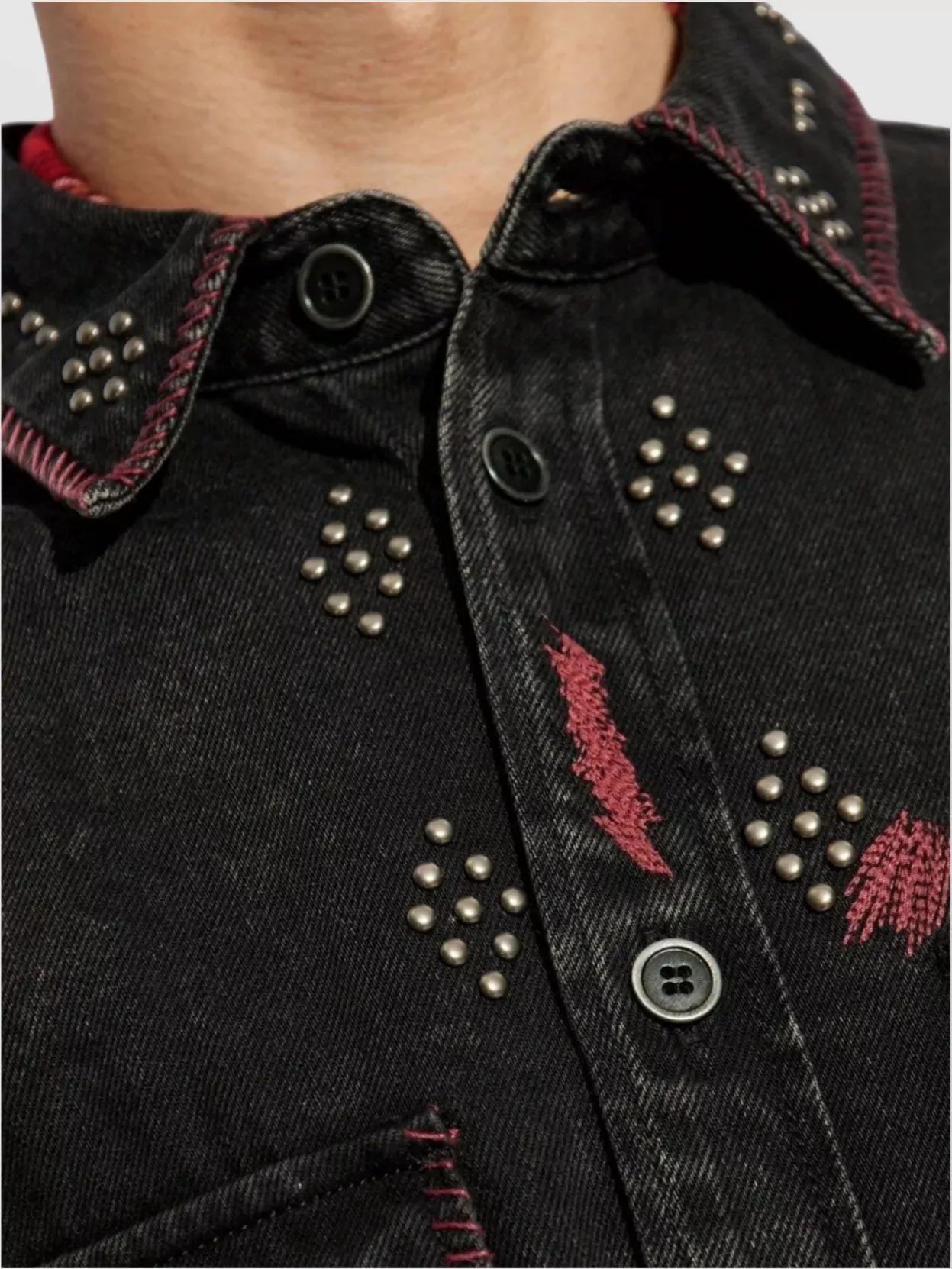 Isabel Marant Stitched Distressed Shirt Studded Detailing