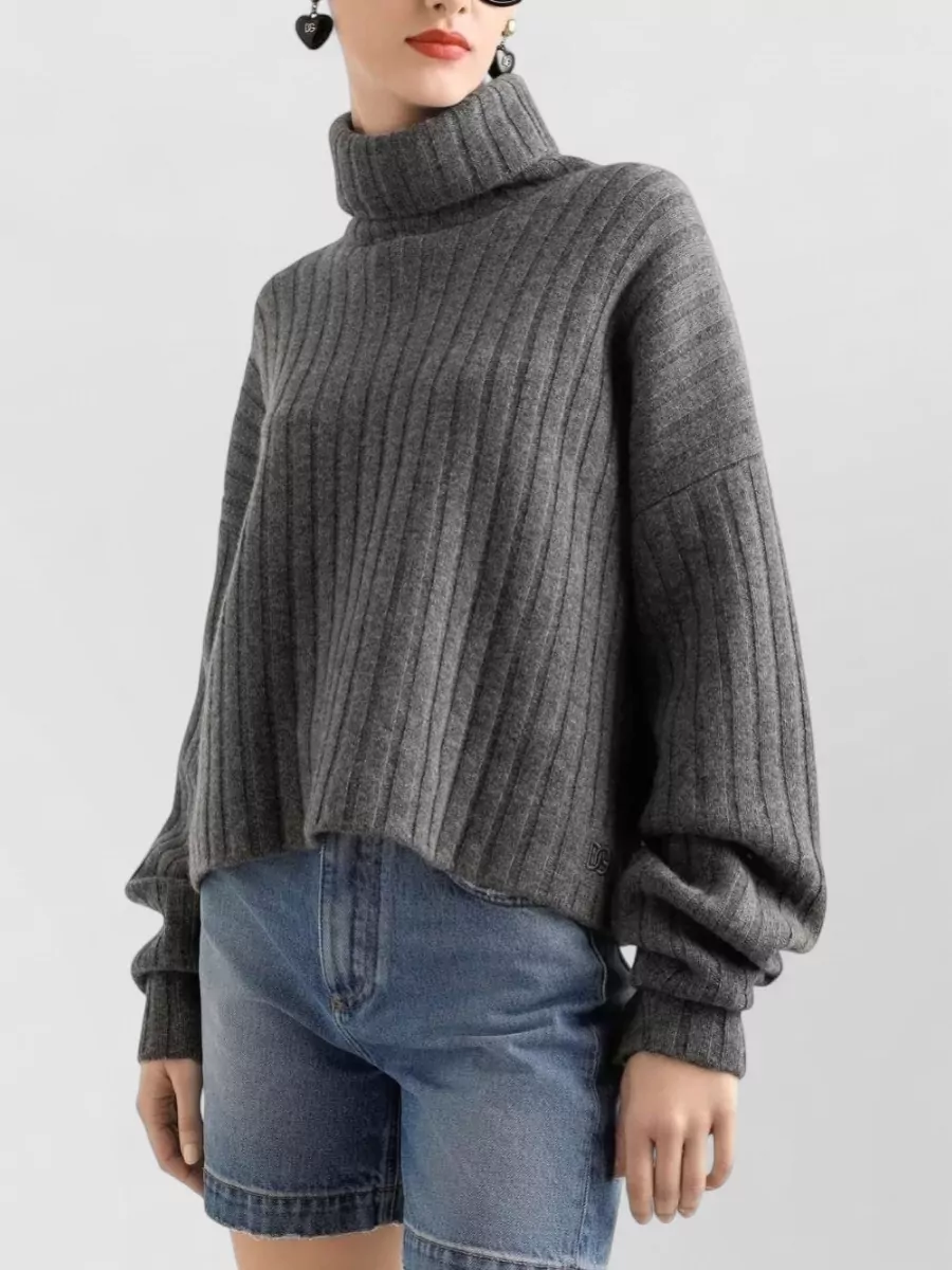 Dolce&Gabbana Cropped Ribbed Turtleneck Sweater Long Sleeves