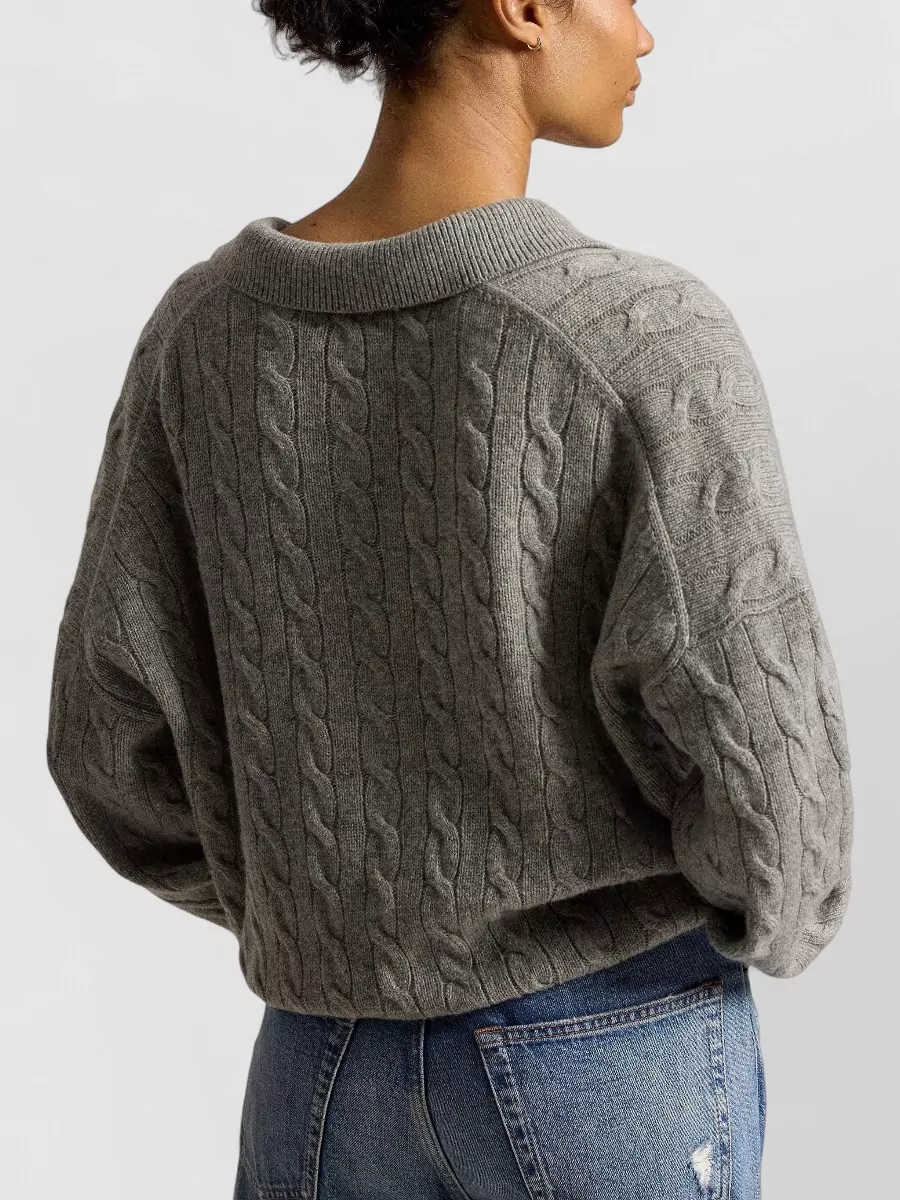Polo Ralph Lauren Cable-Knit Wool Cashmere Polo Shirt