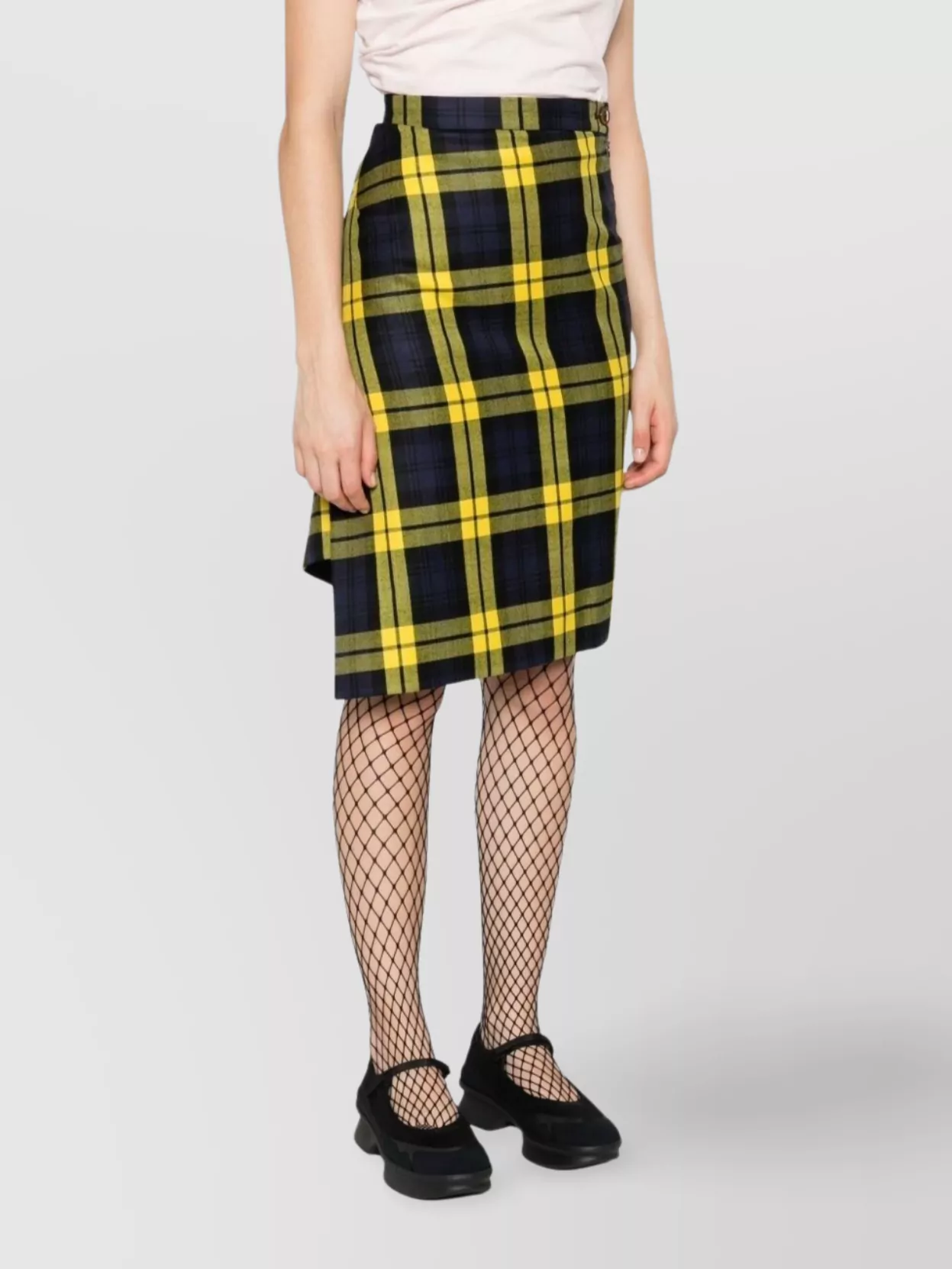 Vivienne Westwood Knee Length Plaid Skirt With Asymmetric Hem