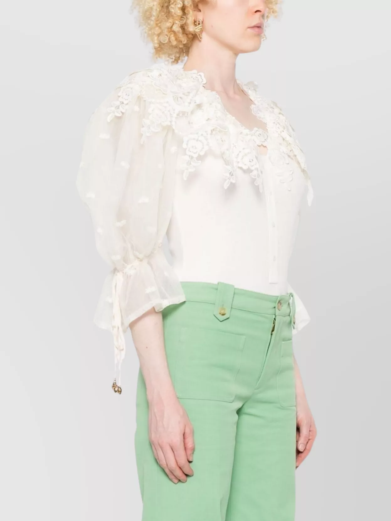 Chloé Cotton And Lace Bodysuit Embroidered Design
