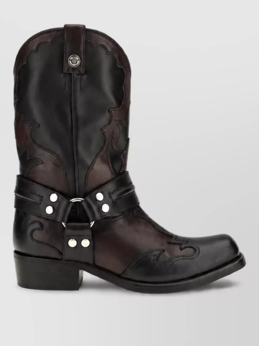 Versace Leather Ankle Cowboy Boots
