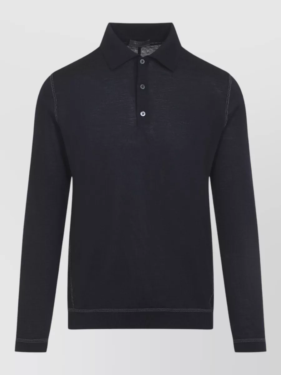 Prada Wool Long-Sleeve Polo Sweater