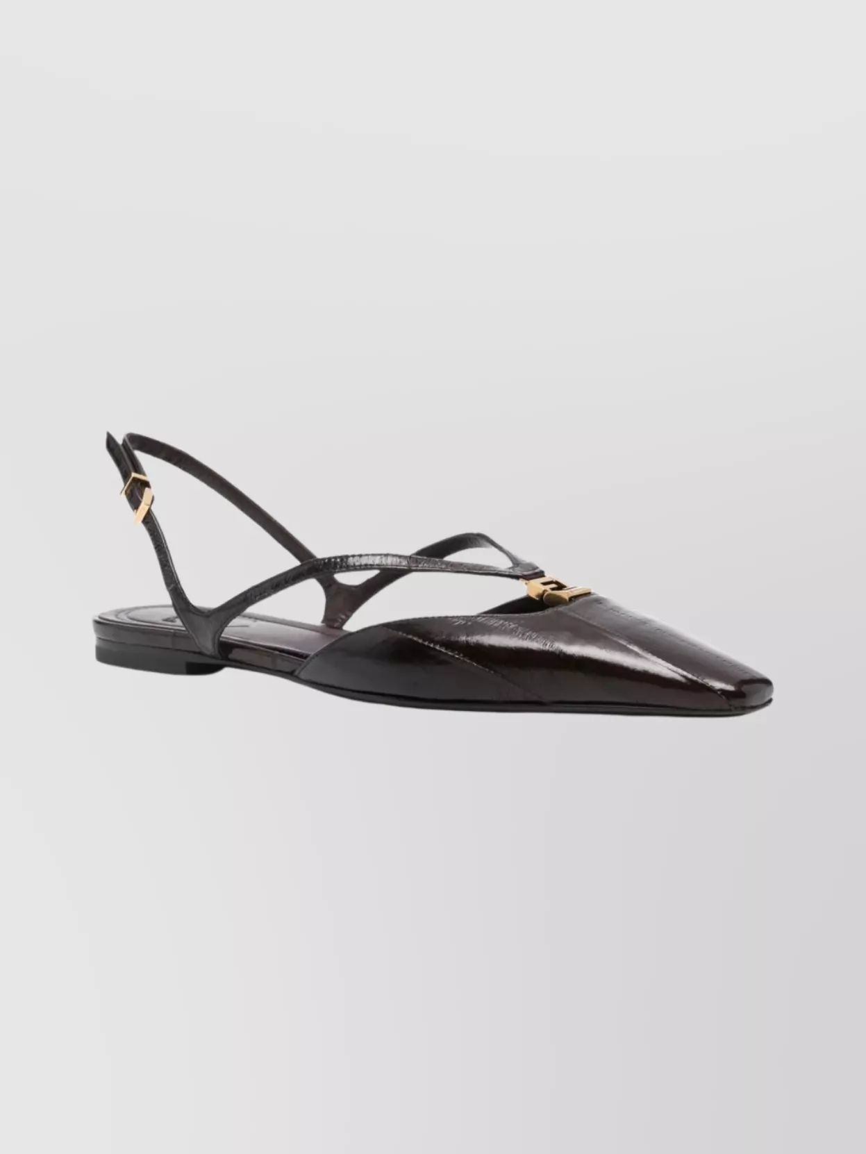 Fendi Leather Slingback Ballet Flats With Square Toe