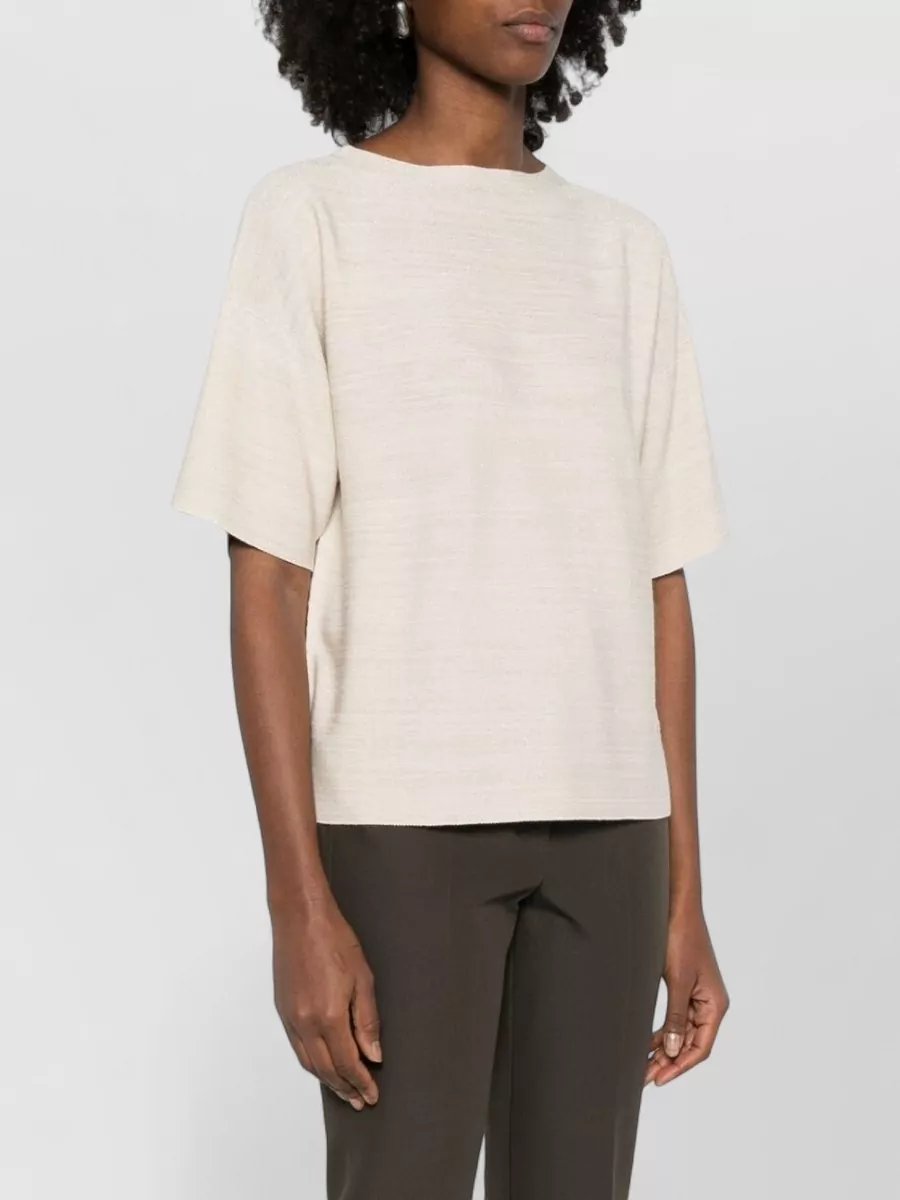 Fabiana Filippi Wool Cotton Sweater Short Sleeves Round Neck