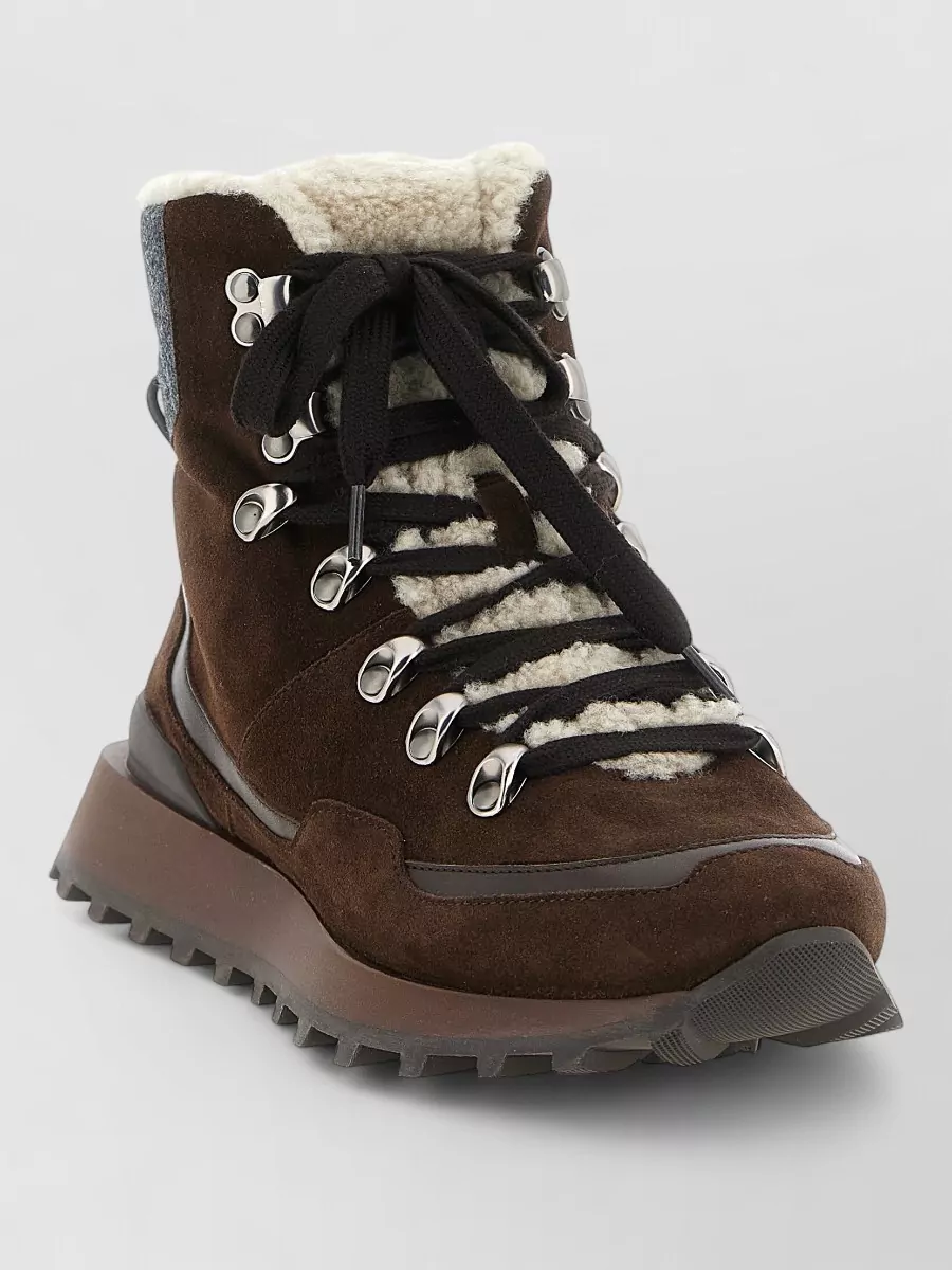 Brunello Cucinelli Suede leather lace-up ankle boots
