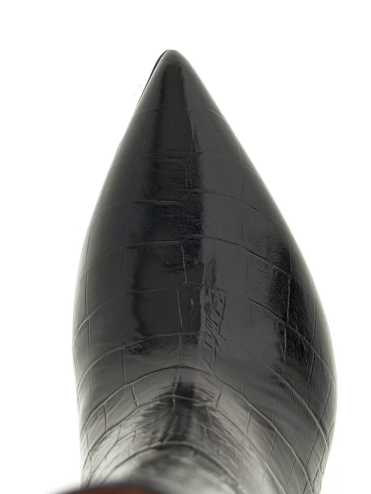 Paris Texas Knee Length Stiletto Boots With Crocodile Texture