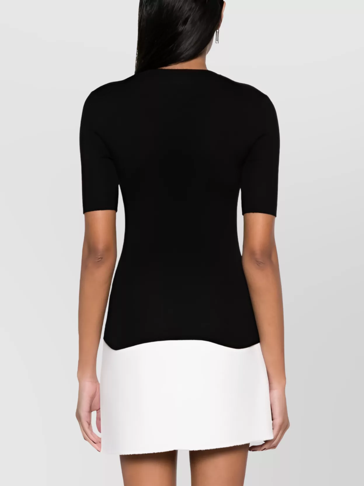 P.a.r.o.s.h Wool Crew Neck Top With Ribbed Texture In Black