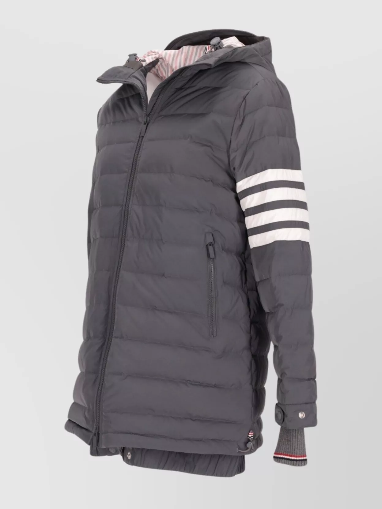 Thom Browne Down Fill Funnel Neck Ski Jacket With Intarsia