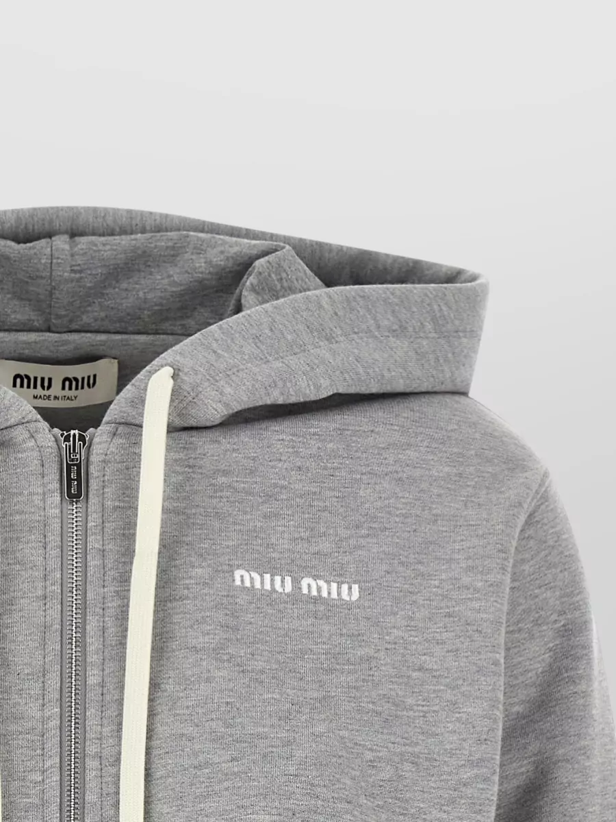 Miu Miu Cropped Zip-Up Hoodie