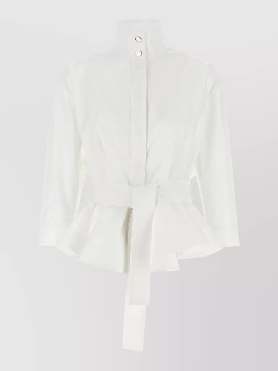 Jacquemus Cotton 3/4-Sleeve Belted Shirt Jacket