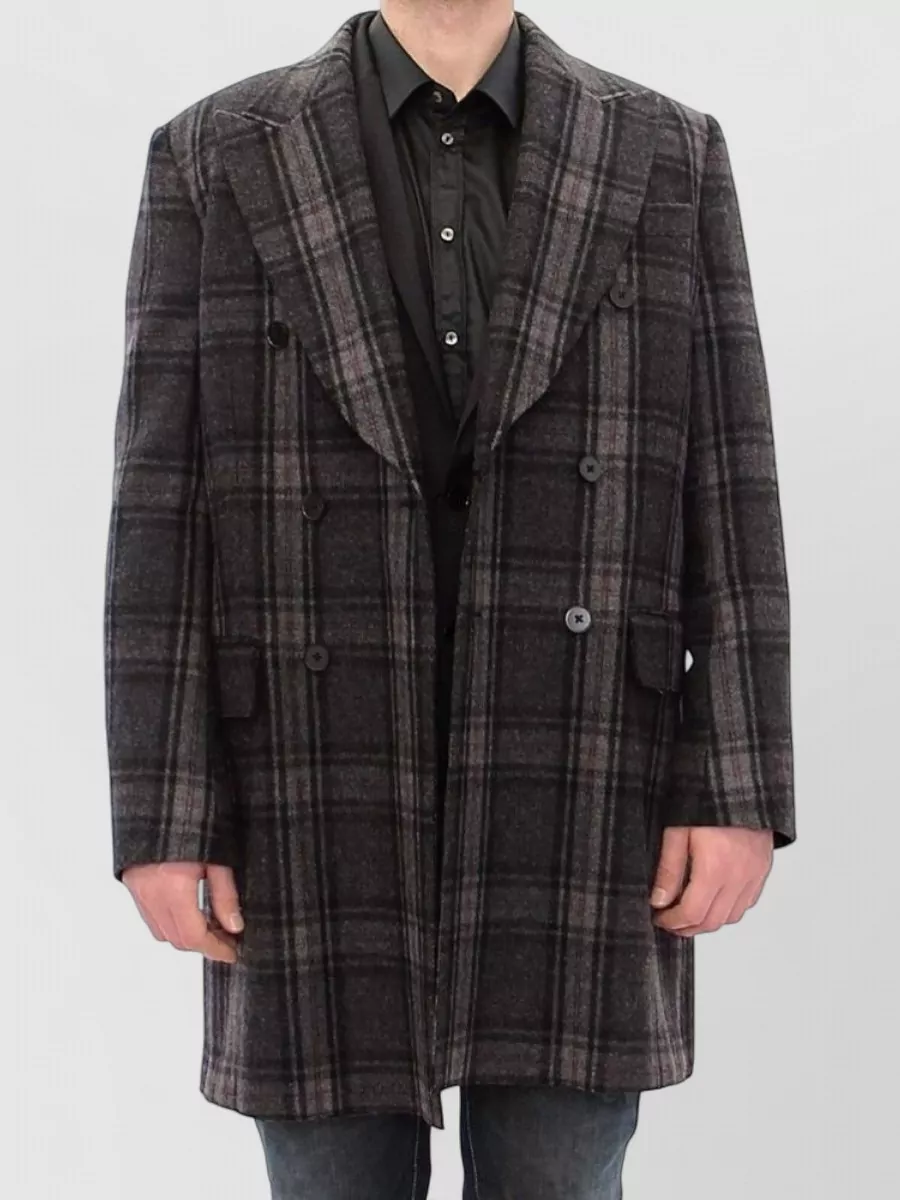 Dolce&Gabbana Wool Blend Checked Double Breasted Coat
