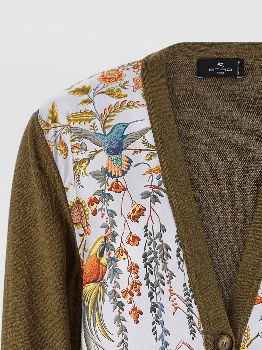 Etro Paisley Silk Knit Cardigan V Neck