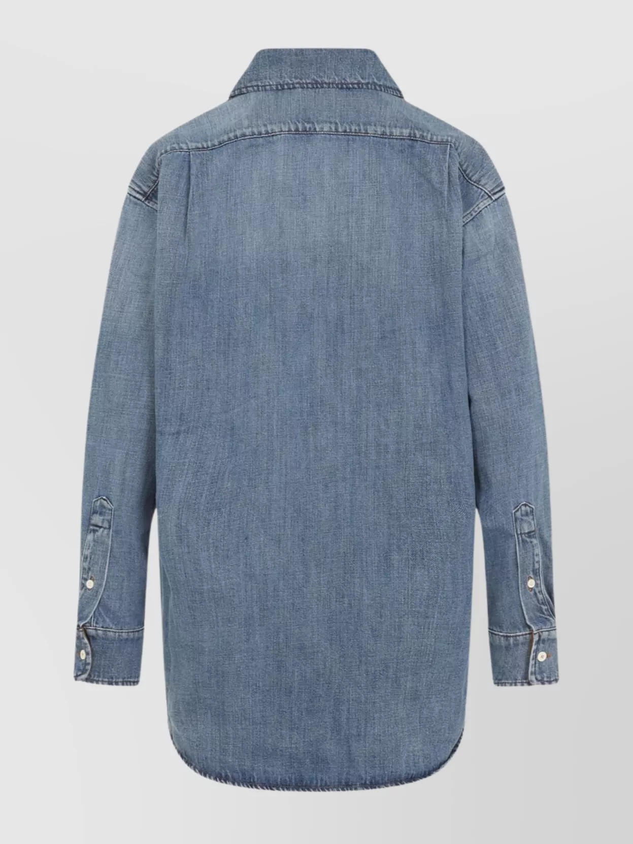 MIU MIU DENIM SHIRT WITH CHEST POCKET AND ROUND HEM