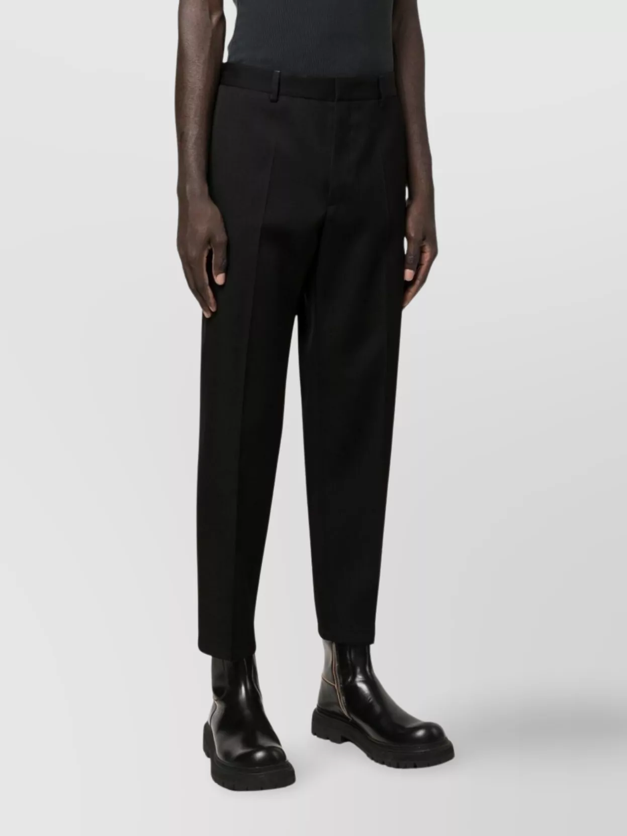 Jil Sander Wool Logo Trousers Tapered Leg