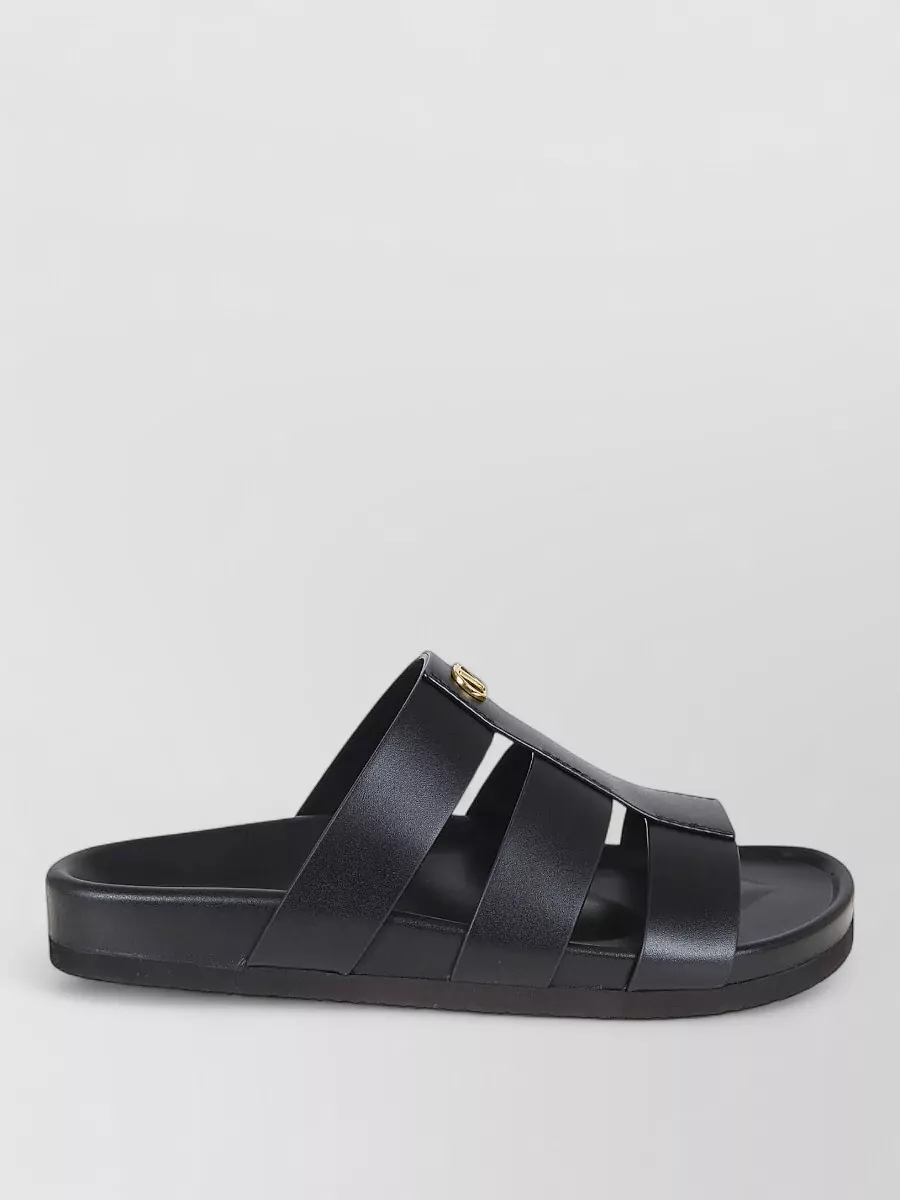 Valentino Garavani Studded Calfskin Slide Sandal Flat Sole