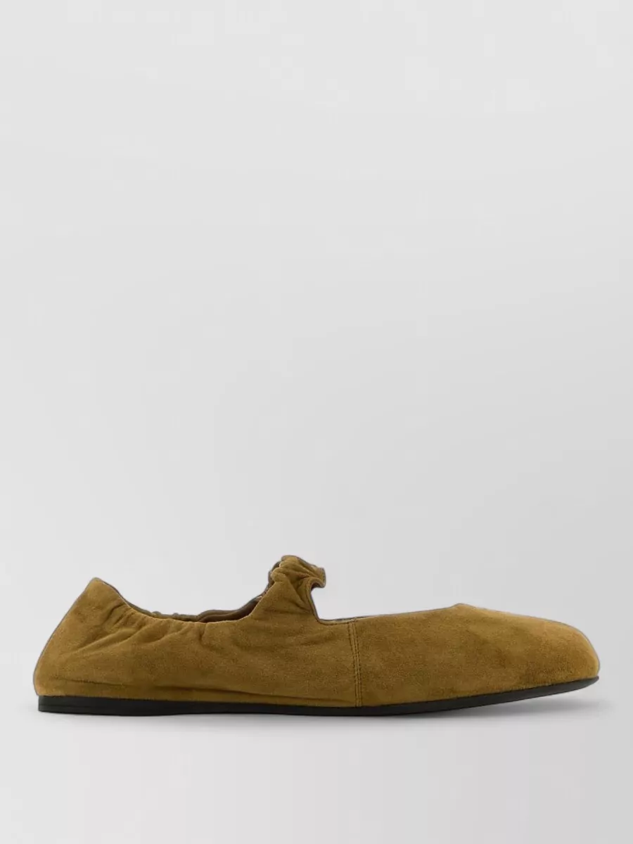 Miu Miu Suede Ballerinas Flat Sole Ruched Detail