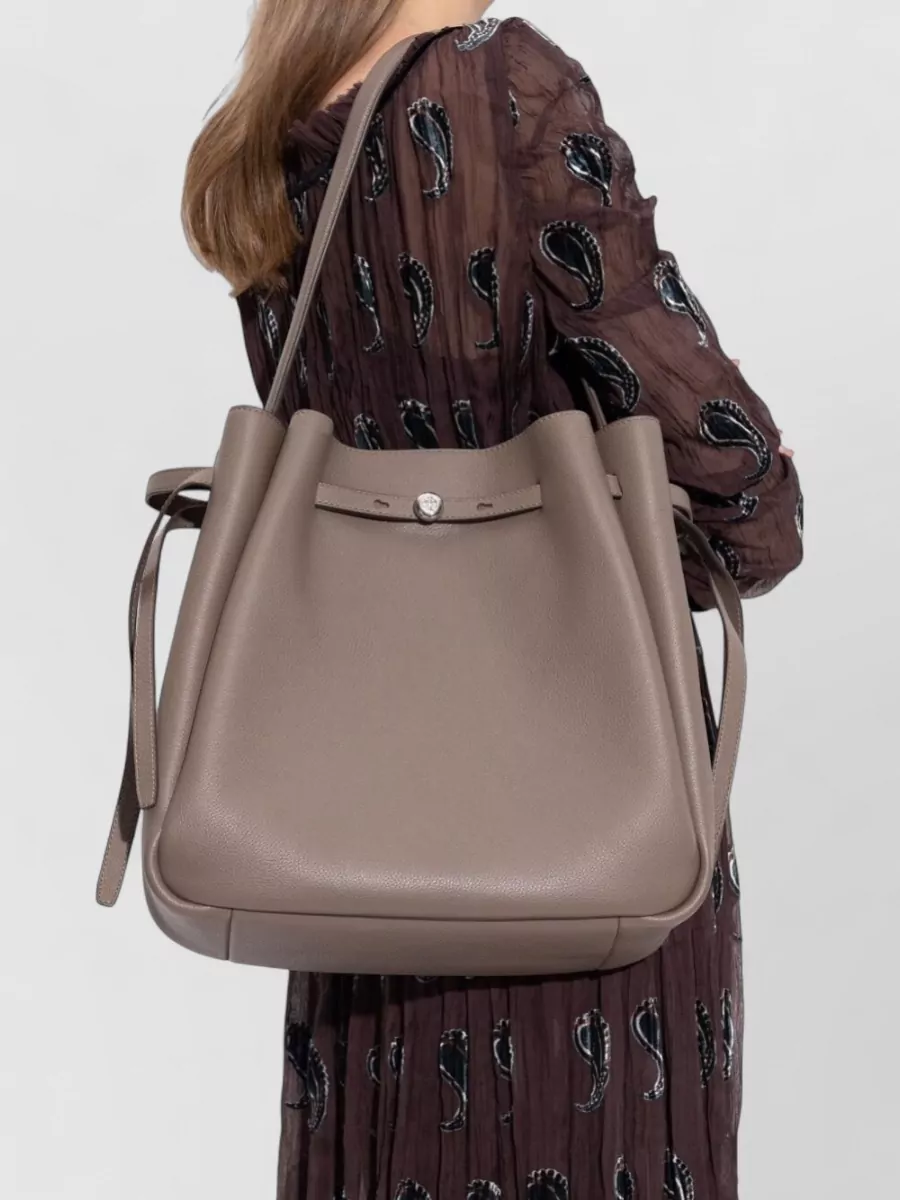 Tory Burch Large Leather Bucket Bag With Adjustable Strap In Black