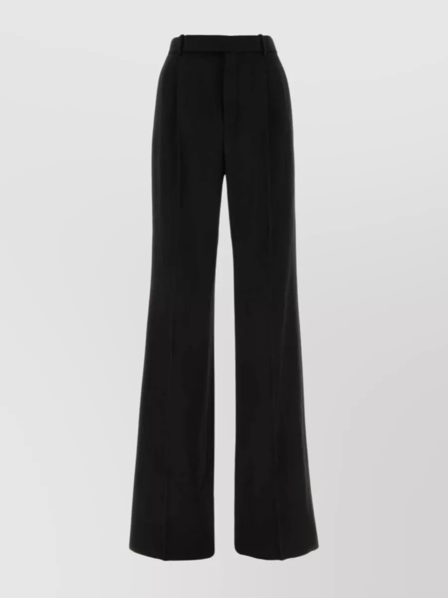 Shop Saint Laurent Grain De Poudre Wide-leg Trousers In Black