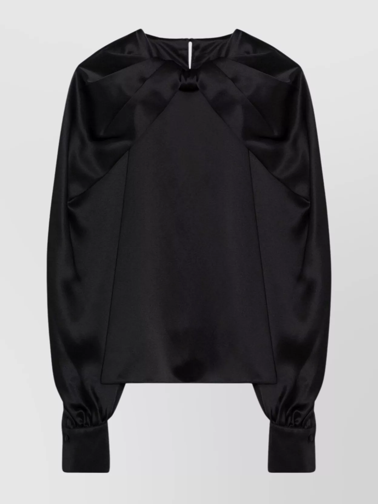 Max Mara Silk Satin Blouse Featuring Bow Detail In Black