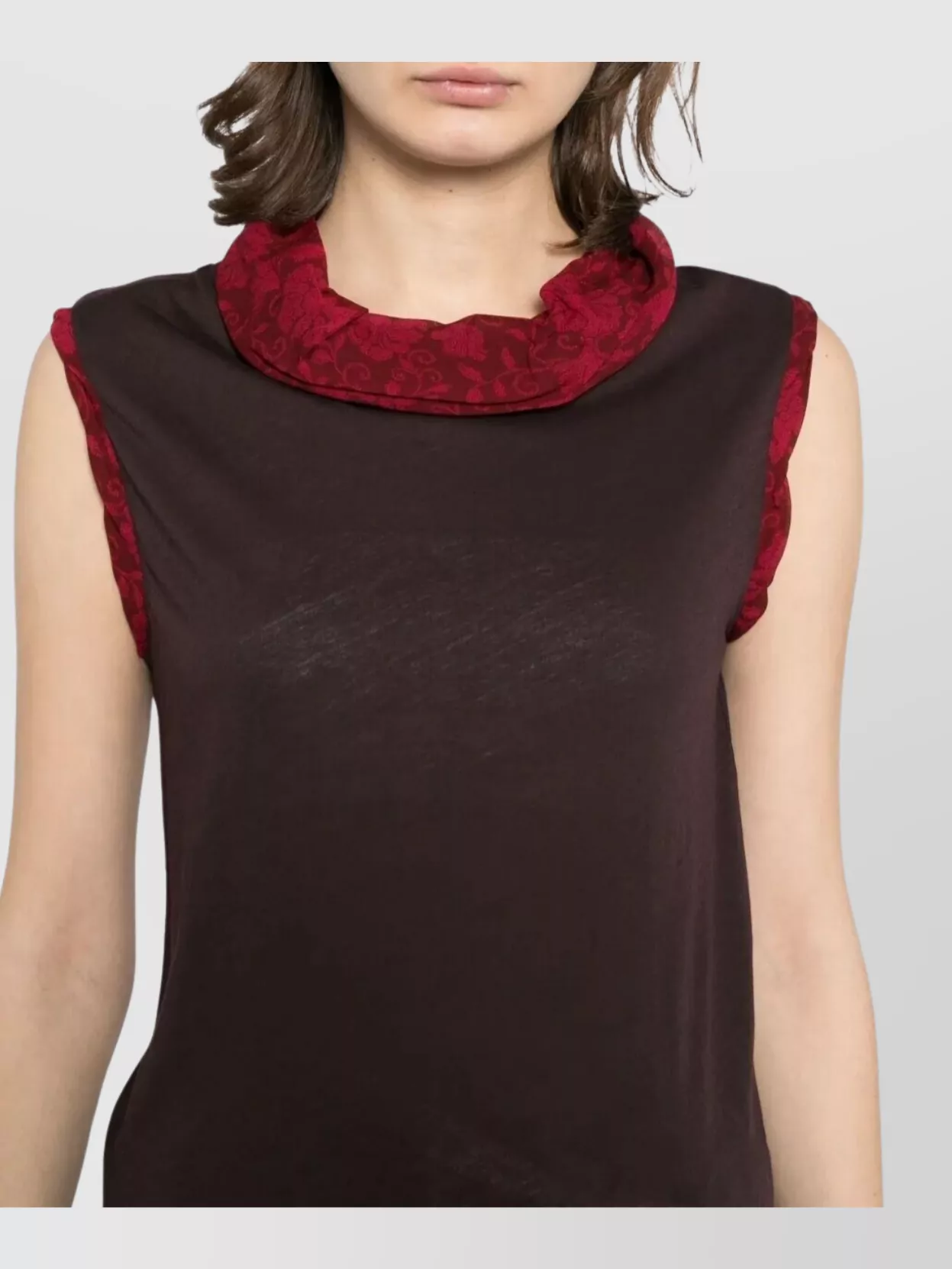 Dries Van Noten Knit Top With Cowl Neck And Floral Trim