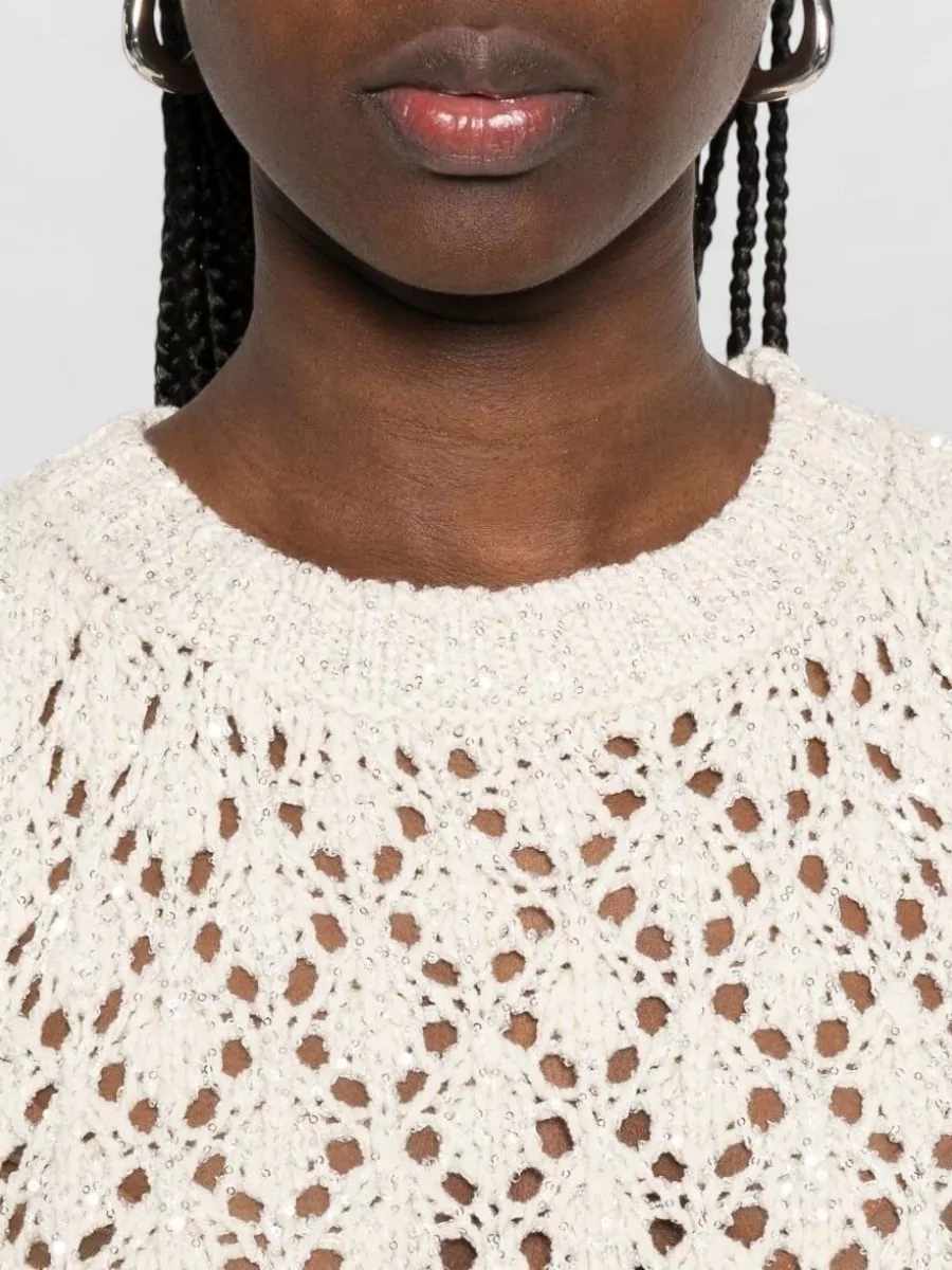 Fabiana Filippi Sleeveless Top Round Neck Crochet Texture