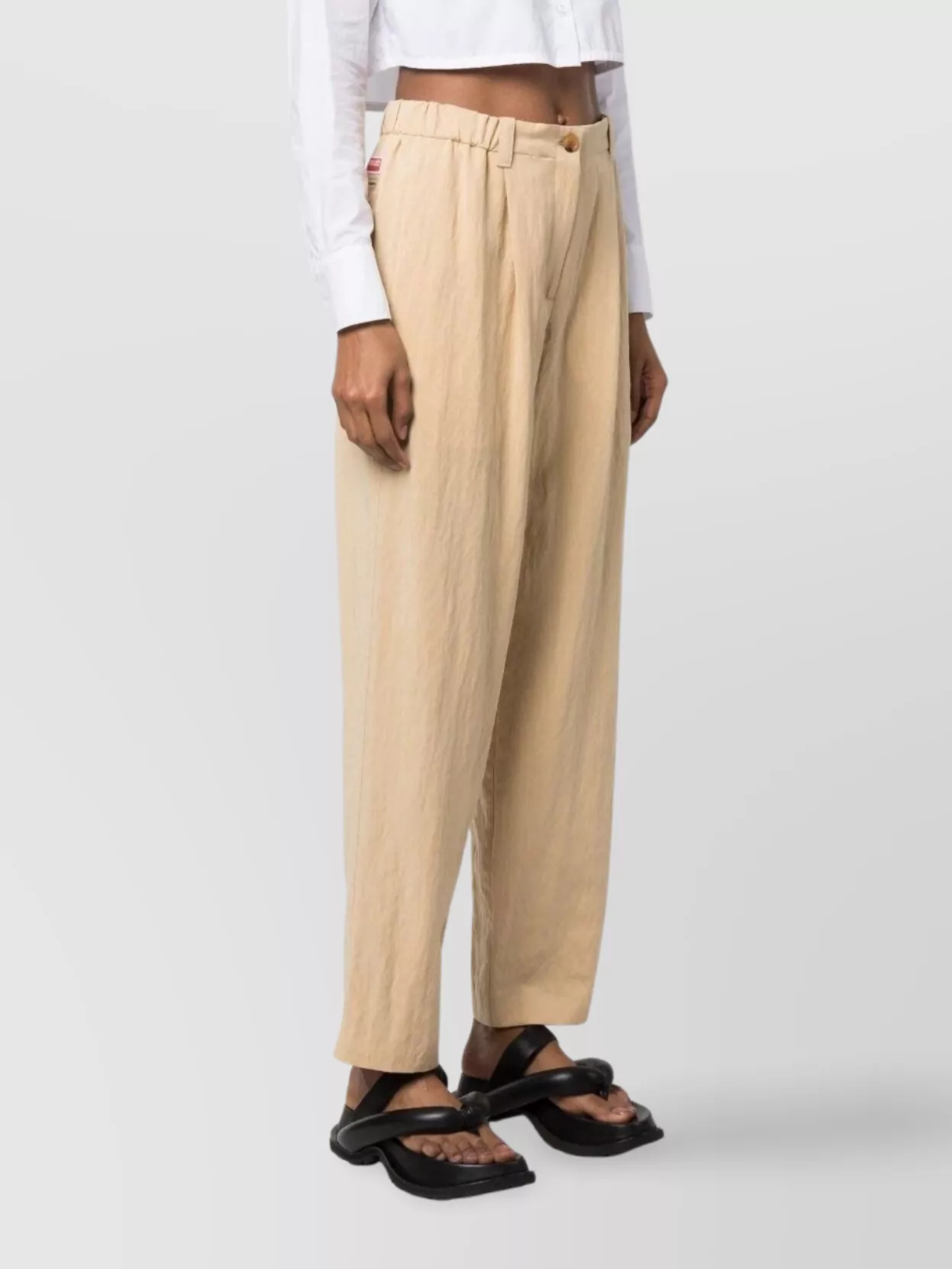 Kenzo Trousers High-waisted Elastic Waistband In Nude