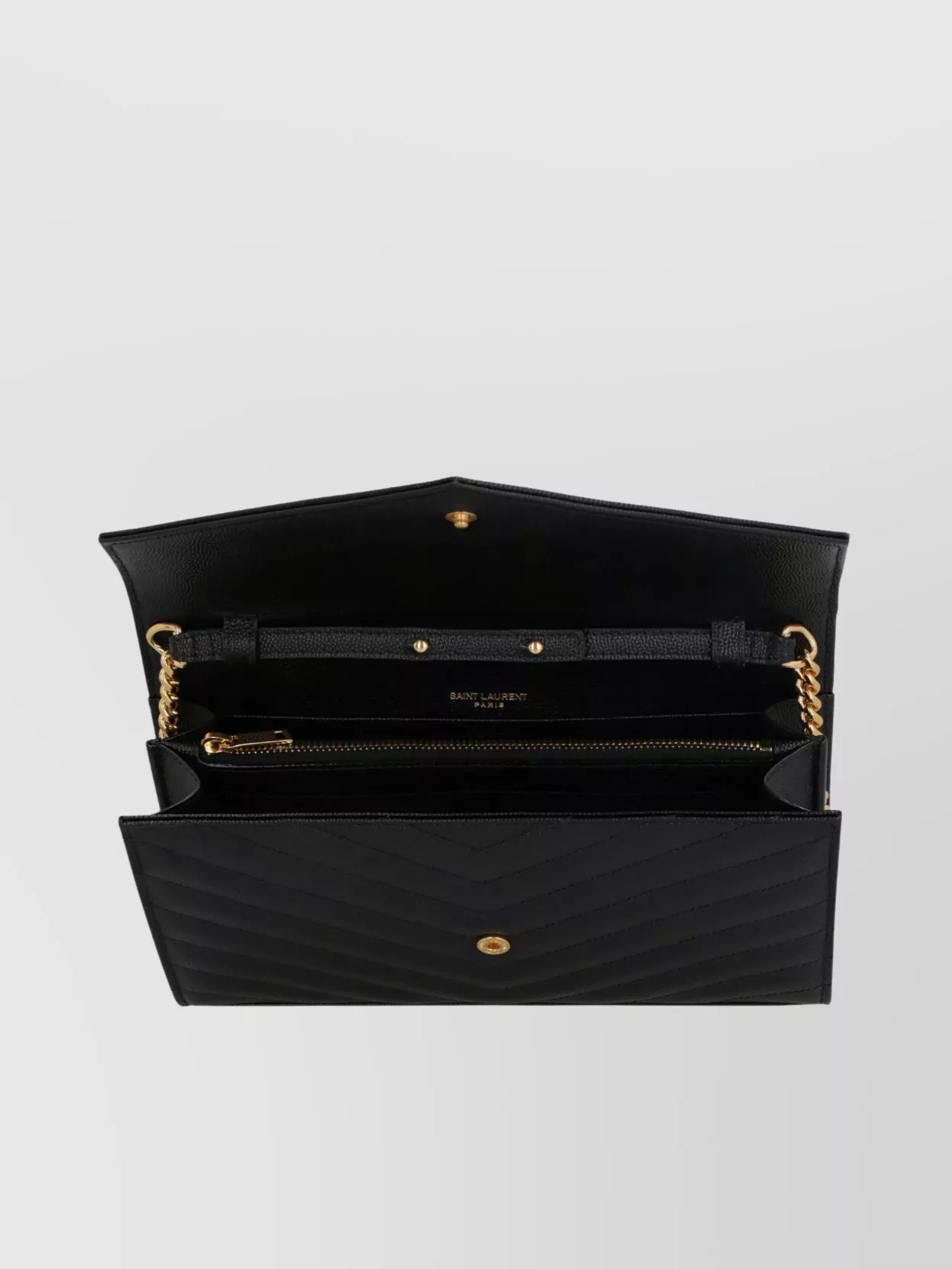 Saint Laurent Cassandra Leather Chain Wallet