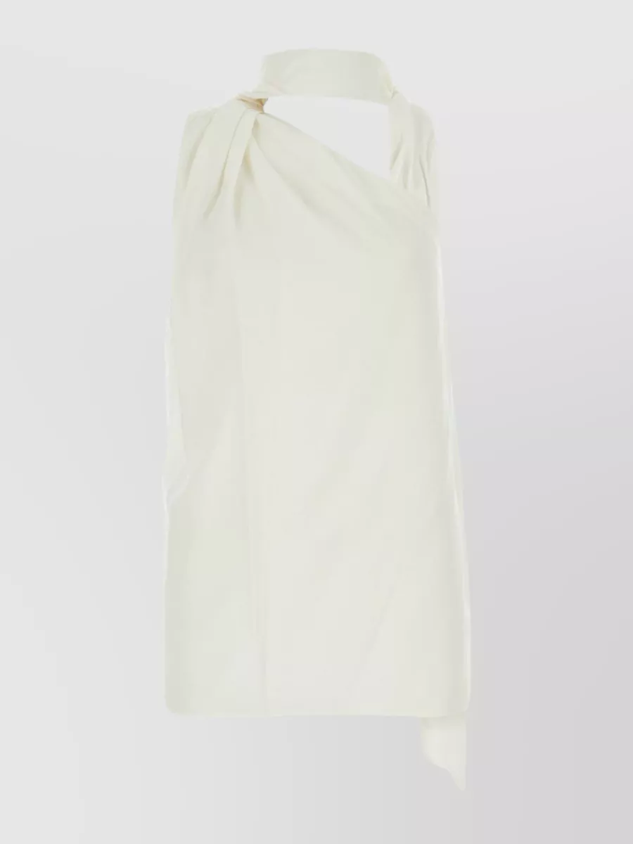 Shop Stella Mccartney Viscose One-shoulder Top With Scarf Collar In White