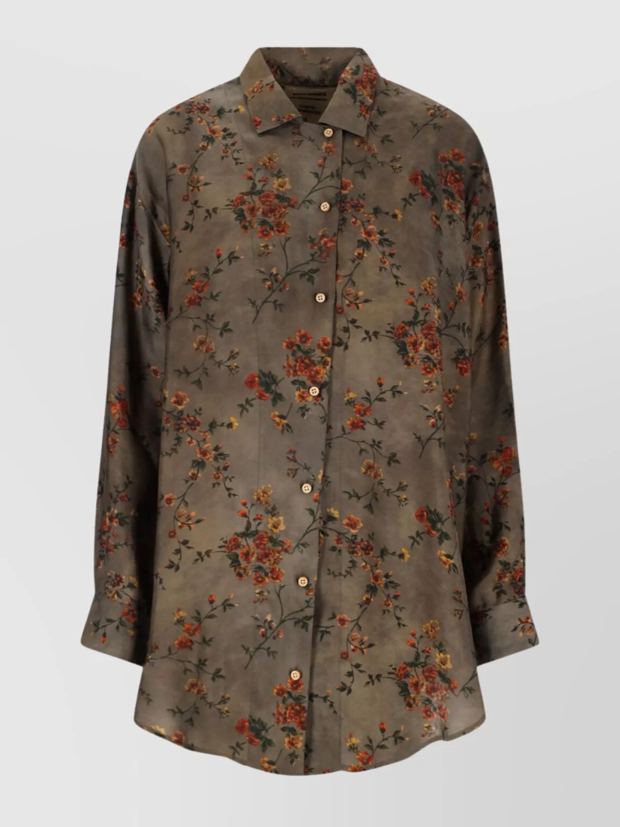 Uma Wang Casual Floral Collared Neck Long Sleeves