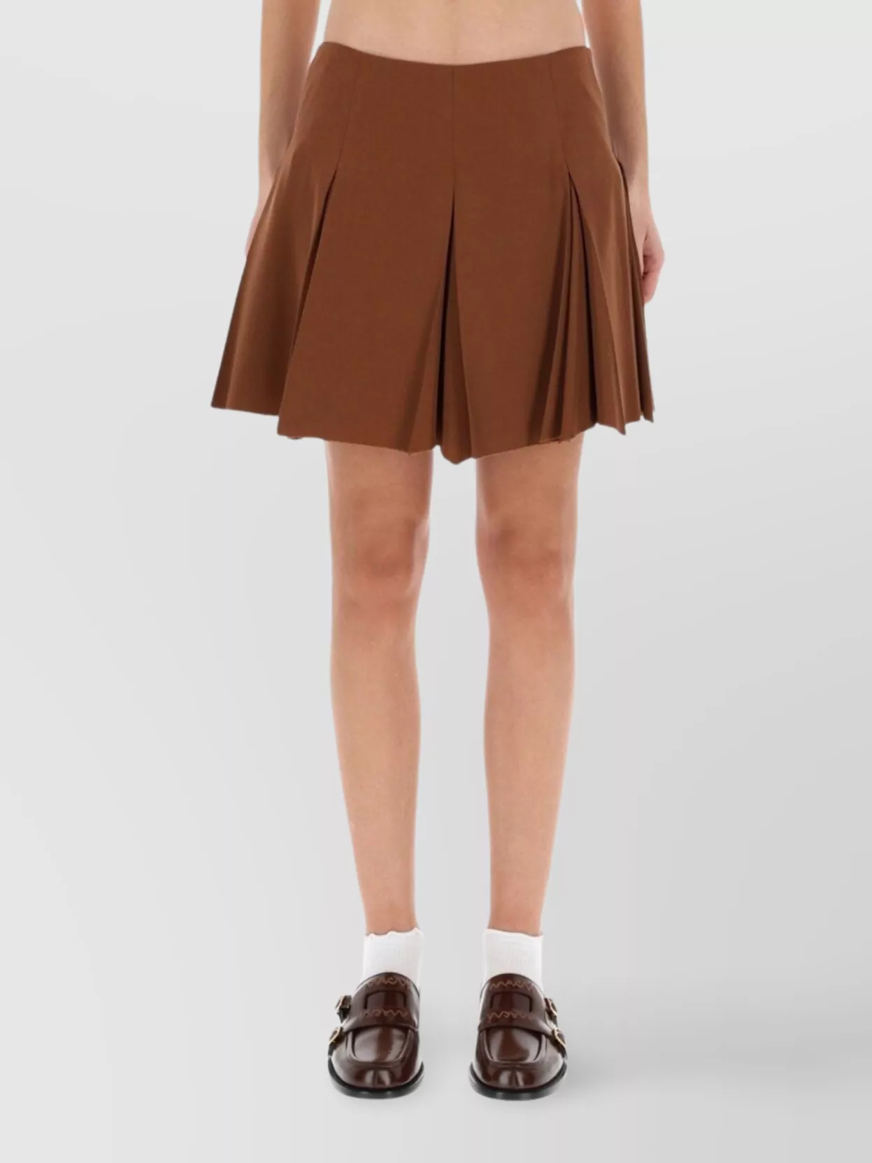 Marni High Waist Pleated Mini A-line Skirt In Brown